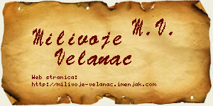 Milivoje Velanac vizit kartica